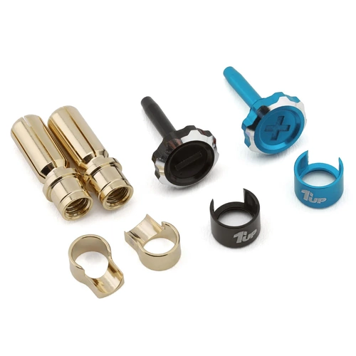 1UP Racing "Lockdown" Adjustable Bullet Plug Grips w/5mm Bullets (Bright Blue/Black)