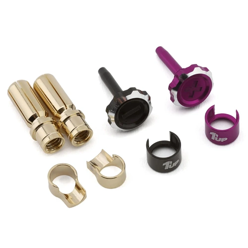 1UP Racing "Lockdown" Adjustable Bullet Plug Grips w/5mm Bullets (Purple/Black)