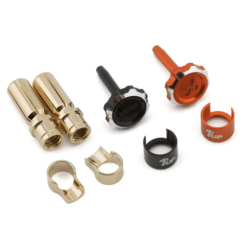 1UP Racing "Lockdown" Adjustable Bullet Plug Grips w/5mm Bullets (Orange/Black)