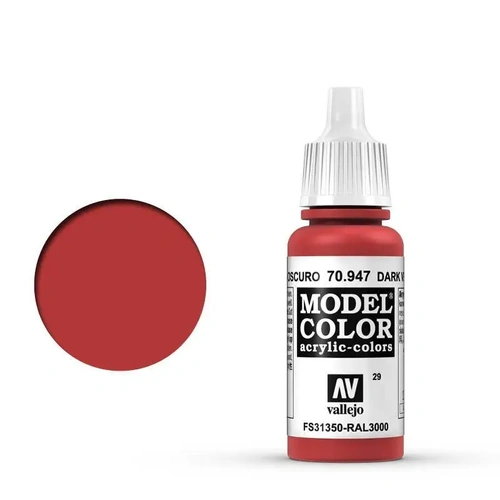 Vallejo 70947 Model Colour #029 Dark Vermillion 17 ml Acrylic Paint